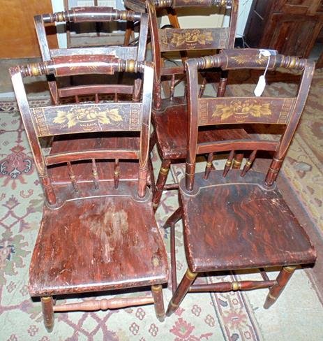 Set of 4 Stencil Decorated Chairs (1 of 2)