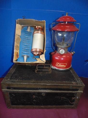 Metal Deed Box, Coleman Lantern (1 of 1)