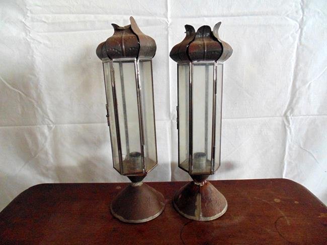 Pressed Tin Candle Sticks (1 of 2)