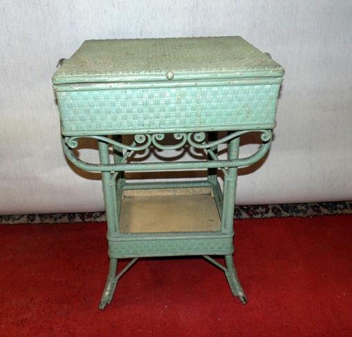 Victorian Wicker Sewing Stand (1 of 3)