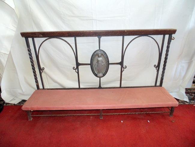 Religious Wrought Iron & Oak Kneeler (1 of 2)