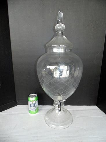 Apothecary Cut & Etched Glass Dispenser (1 of 2)