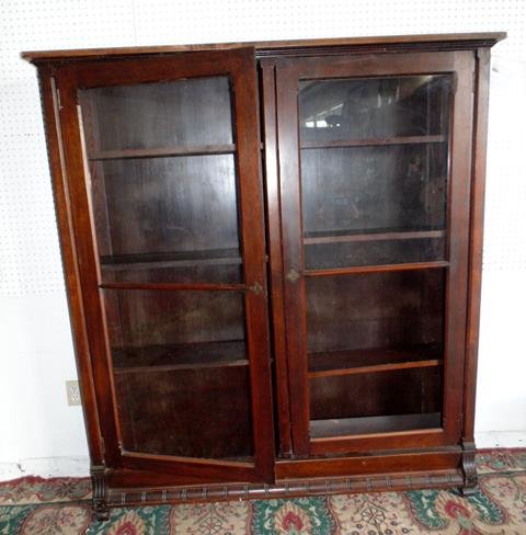 Walnut Victorian Double Door Bookcase (1 of 2)