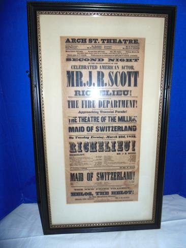 Arch St. Theatre 19thc Broadside (1 of 2)