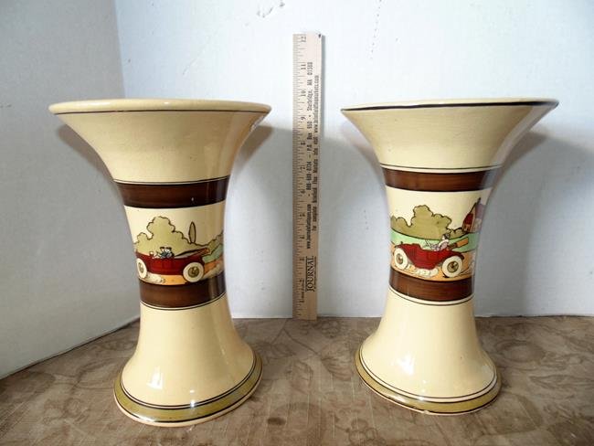 2 Roseville Tourist Touring Car Pottery Vases (1 of 5)