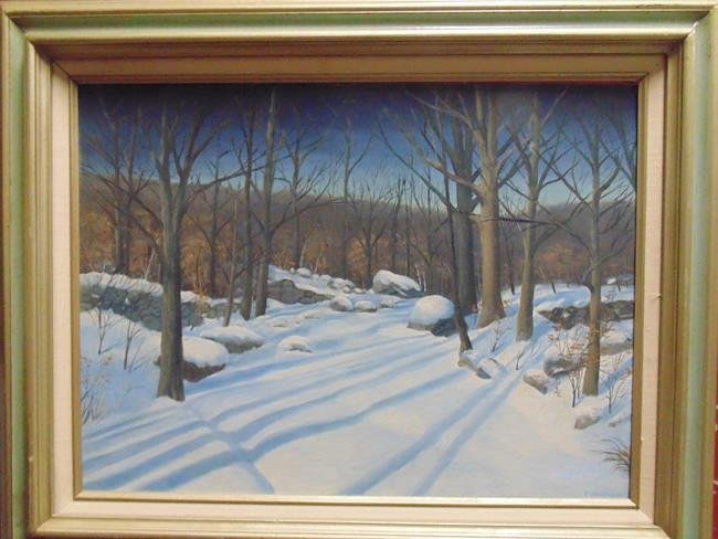 Winter Scene Oil Painting Signed E. Harrison (1 of 2)