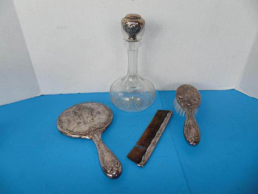 Gorman Sterling Dresser Bottle & Silver Plate Set (1 of 2)