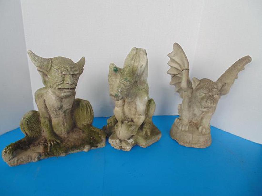 3 Cement Garden Gargoyles (1 of 3)