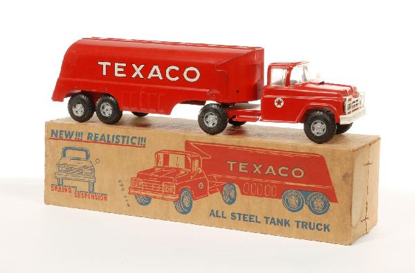 Red Buddy L Texaco steel tank truck with original bo: Red Buddy L Texaco steel tank truck with original box