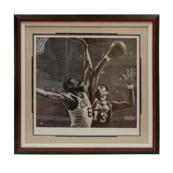 Framed print signed Bill Russell and Wilt Chamberl: Framed print signed Bill Russell and Wilt Chamberlain with Certificate from Field of Dreams No. 238701