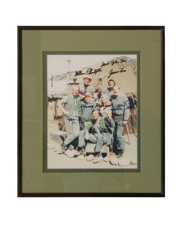 Cast of "Mash" autographed photo signed by Loretta: Cast of "Mash" autographed photo signed by Loretta Switt, Alan Alda, Harry Morgan, Jamie Farr and others with Certificate of Authenticity
