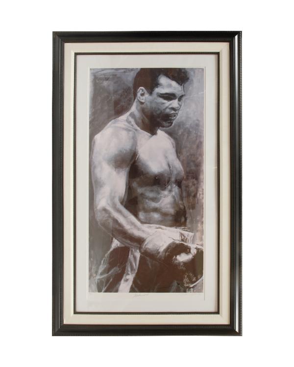Large signed and framed charcoal drawing of Muhamm: Large signed and framed charcoal drawing of Muhammad Ali