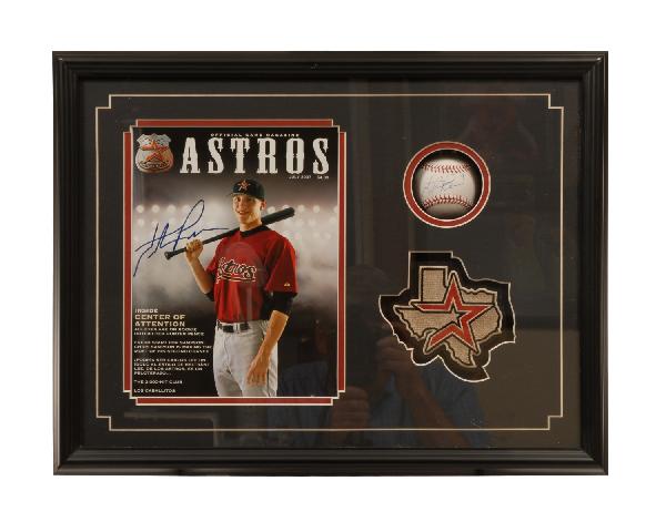 Hunter Pence "The Good Guys" official Houston Astr: Hunter Pence "The Good Guys" official Houston Astros game magazine, July 2007, autographed by Hunter Pence together with Rawlings Houston Astros autographed black bat with case and 5 signatures, with 