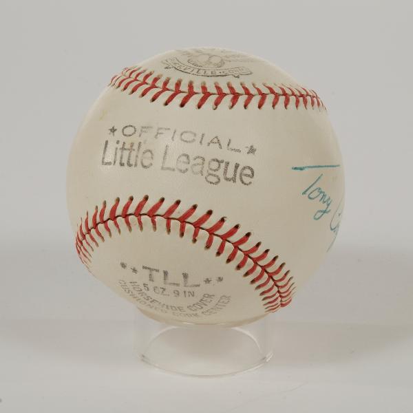 Red Sox Tony Conigliaro photo, autographed and fr: Red Sox Tony Conigliaro photo, autographed and framed together with autographed baseball signed by Tony Conigliaro in a case, Official Little League with Certificate from Field of Dreams
