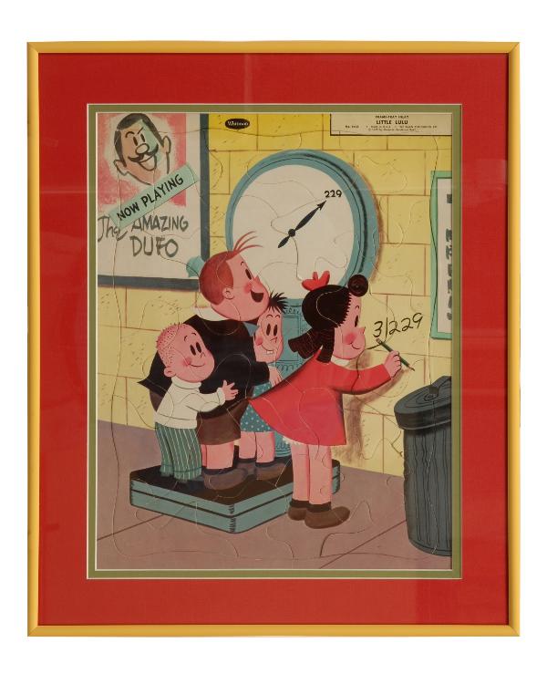 Laverne & Shirley coloring book and record, framed: Laverne & Shirley coloring book and record, framed "Little Lulu" puzzle and framed Ricky Nelson LP record "For Your Sweet Love" autographed by Ricky Nelson with Certificate from Antiquities Internatio