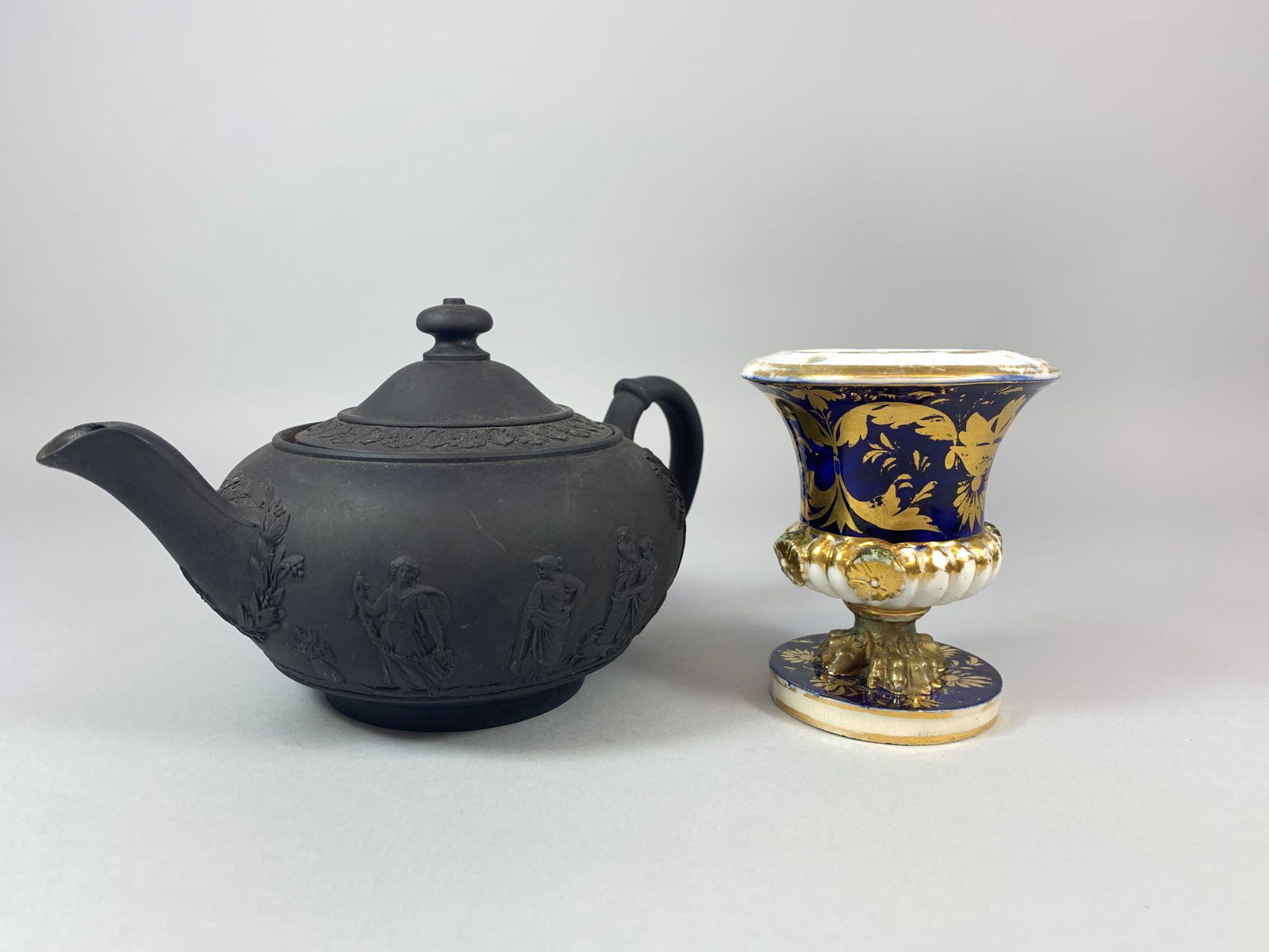 Black Wedgwood Teapot and an English Porcelain Inkwell (1 of 9)