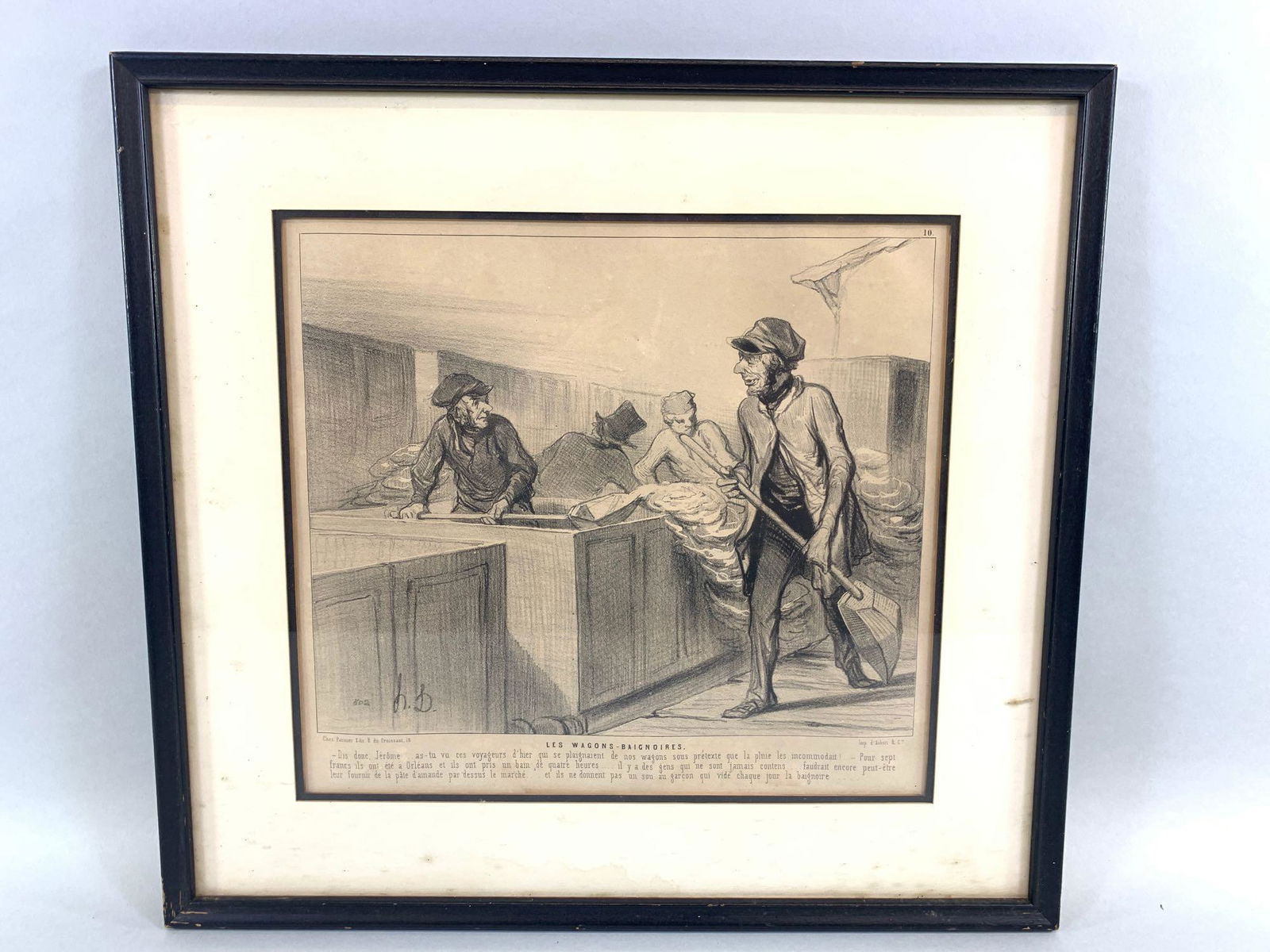 Satirical Print "Les Wagons-Baignoires" Plate 10 of a: Satirical Print "Les Wagons-Baignoires" Plate 10 of a Series by Honore Daumier