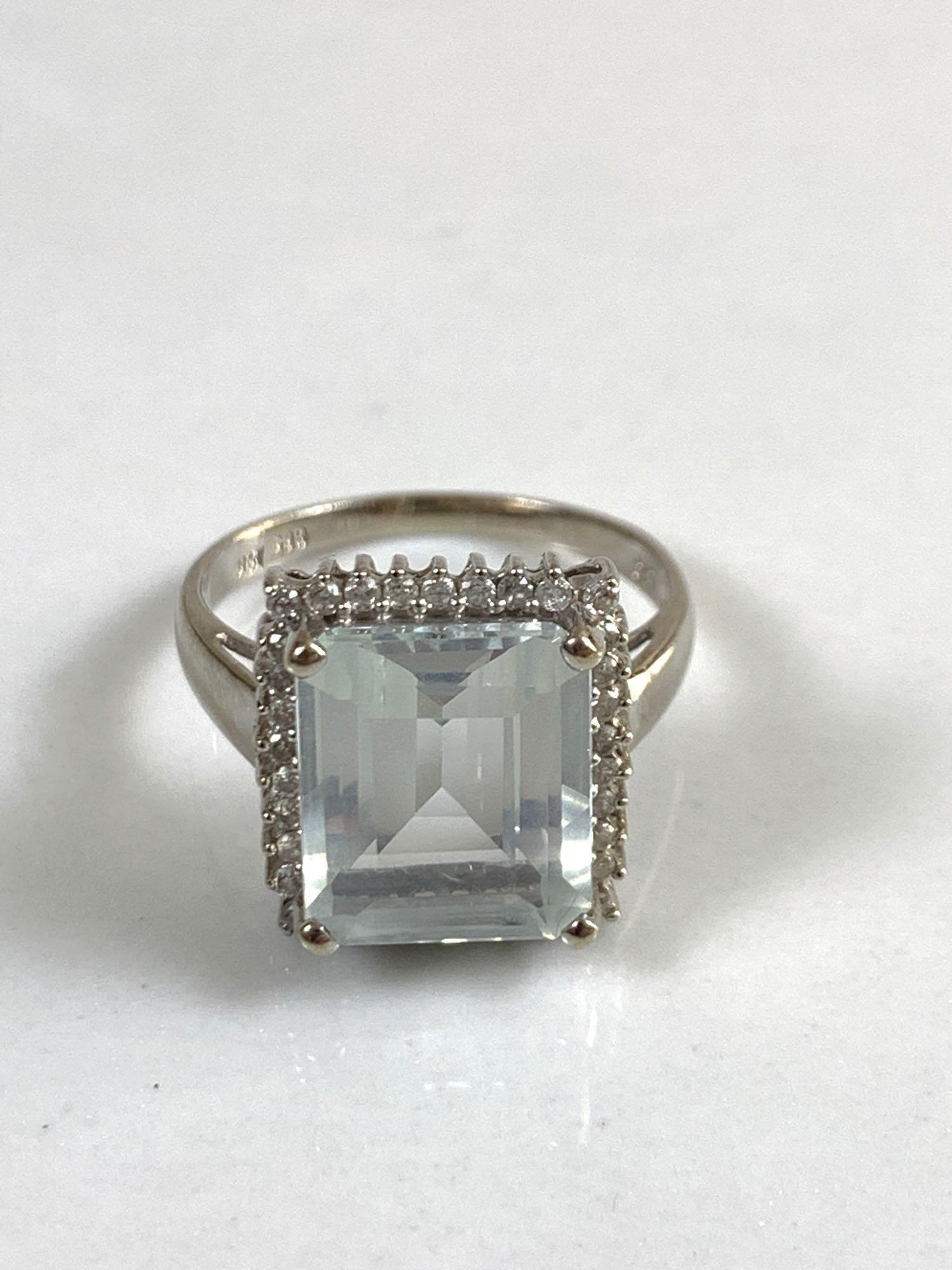 14k White Gold Blue Gemstone Diamond Ring (1 of 3)