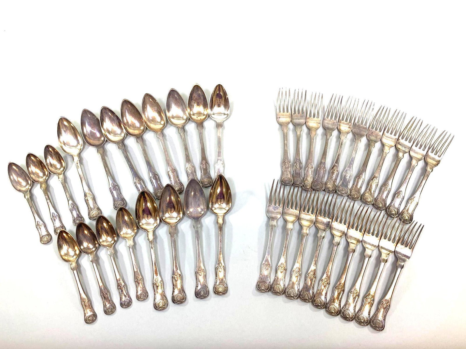 39 Piece English silver partial flatware set (1 of 4)