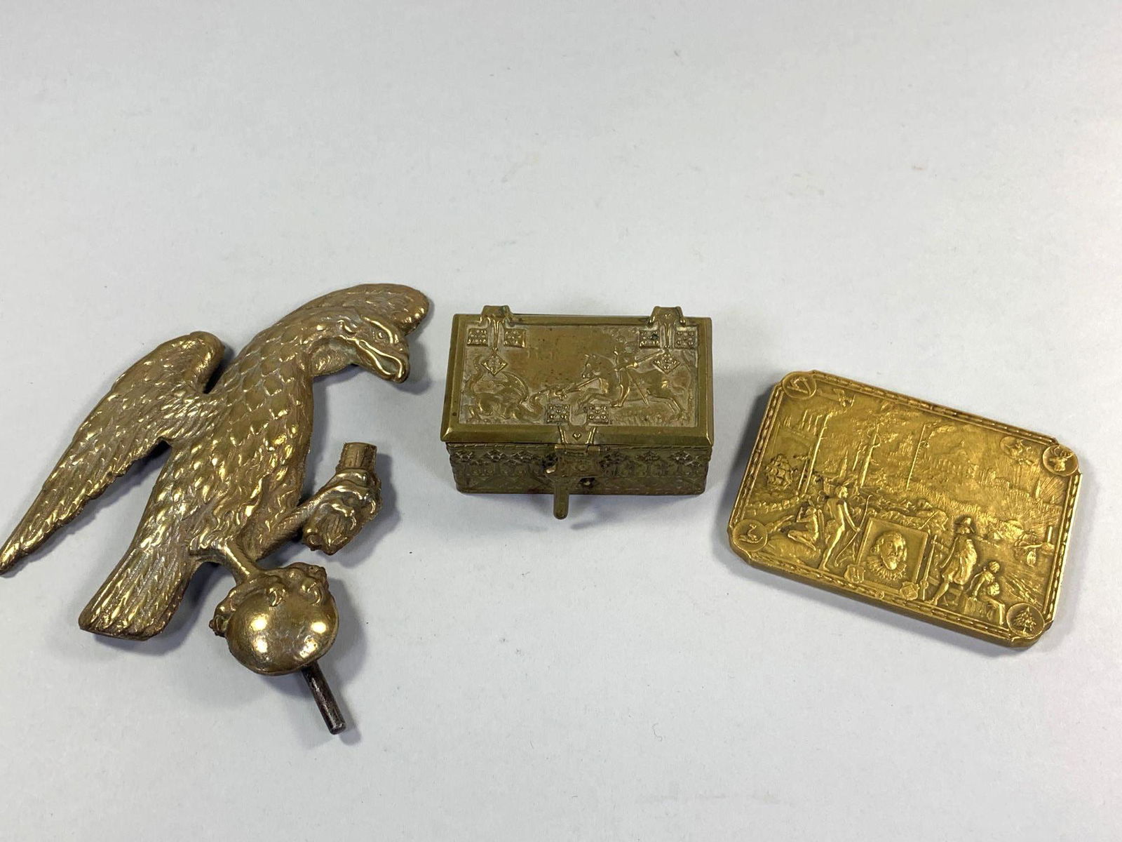 Brass Stamp Box, Plaque and Eagle (1 of 3)