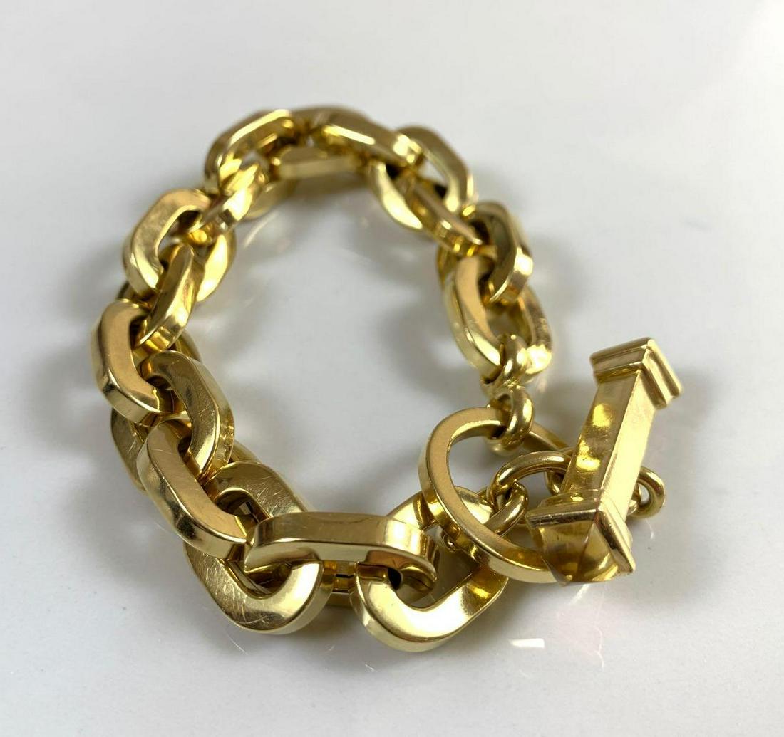 18k Yellow Gold Link Bracelet: 18k yellow gold link bracelet, 38 g, 8"L
