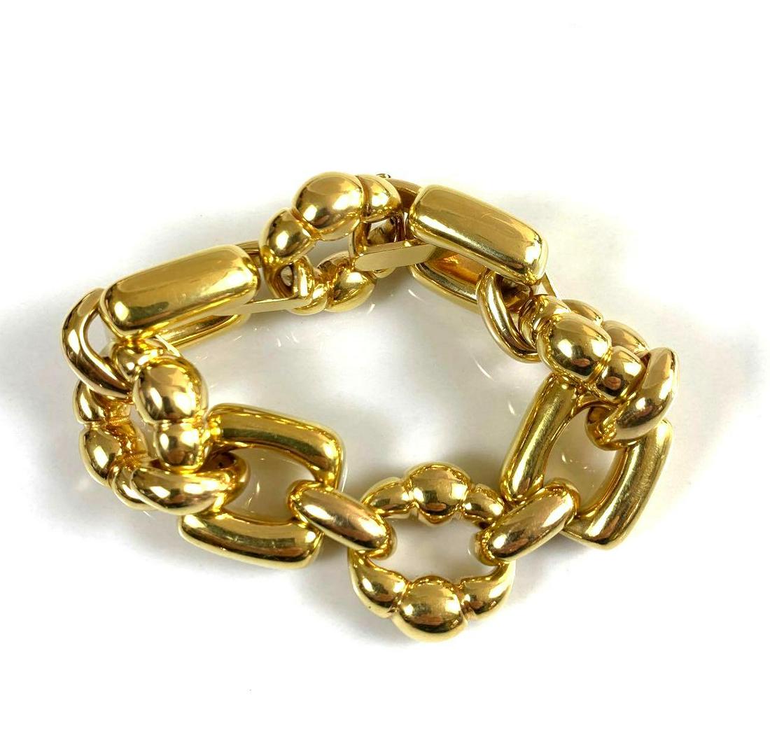 18k Yellow Gold Link Bracelet: 18k yellow gold link bracelet, 41 g, 8"L