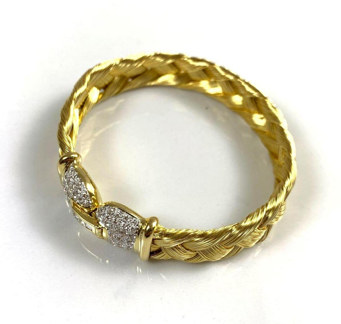 Yellow Gold Twisted Wire and Diamond Bracelet (1 of 2)