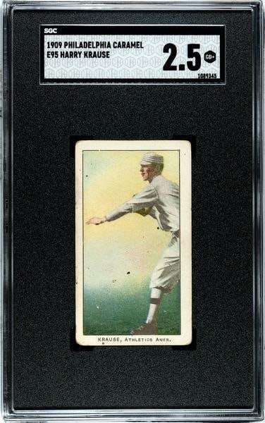 1909 Philadelphia Caramel E95 Harry Krause, SGC 2.5: 1909 Philadelphia Caramel E95 Harry Krause, SGC 2.5