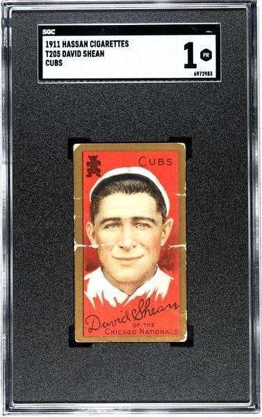 1911 Gold Border Hassan Cigarettes T205 David Shean (Cubs), SGC 1: 1911 Gold Border Hassan Cigarettes T205 David Shean (Cubs), SGC 1