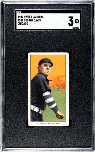 1909 Sweet Caporal T206 George Davis HOF (Chicago), SGC 3: 1909 Sweet Caporal T206 George Davis HOF (Chicago), SGC 3