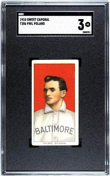1910 Sweet Caporal T206 Phil Poland, SGC 3: 1910 Sweet Caporal T206 Phil Poland, SGC 3