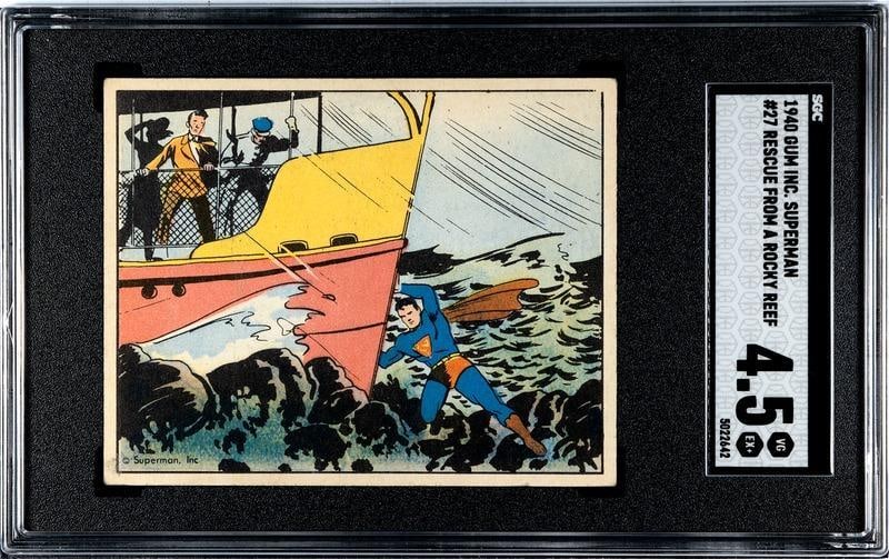 1940 Gum Inc. Superman Gum Card #27 Rescue From A Rocky Reef SGC Grade 4.5 (1 of 2)