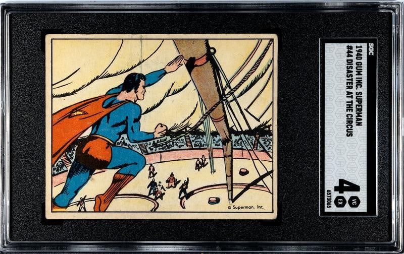 1940 Gum Inc. Superman Gum Card #44 Disaster At The Circus SGC Grade 4: 1940 Gum Inc. Superman Gum Card #44 Disaster At The Circus SGC Grade 4