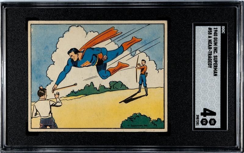 1940 Gum Inc. Superman Gum Card #58 A Near-Tragedy SGC Grade 4: 1940 Gum Inc. Superman Gum Card #58 A Near-Tragedy SGC Grade 4