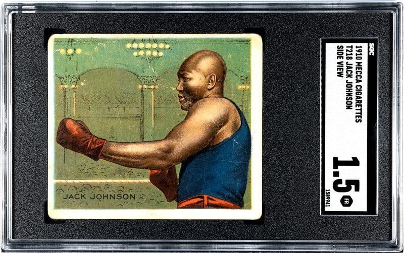 1910 Mecca Cigarettes T218 Jack Johnson Prize Fighter Side View SGC 1.5: 1910 Mecca Cigarettes T218 Jack Johnson Prize Fighter Side View SGC 1.5