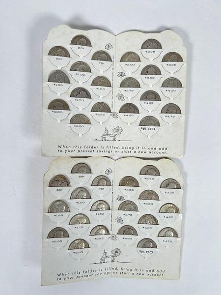 (2) US Silver Washington Quarters Brookline Savings Books, $10.00 Face Value (1 of 3)
