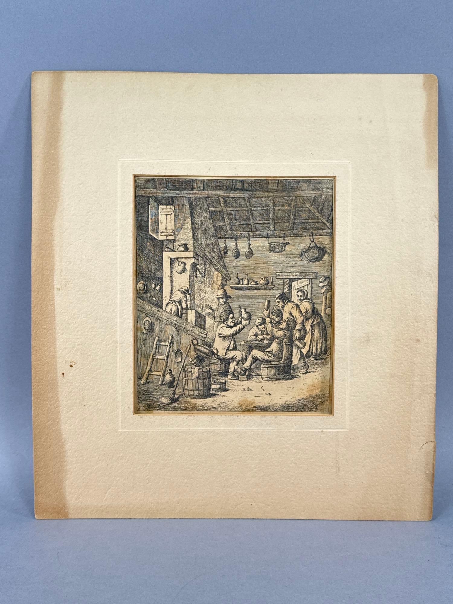 Cornelis Bega Etching: Etching attributed to Cornelis Bega, 7 1/4" x 9"