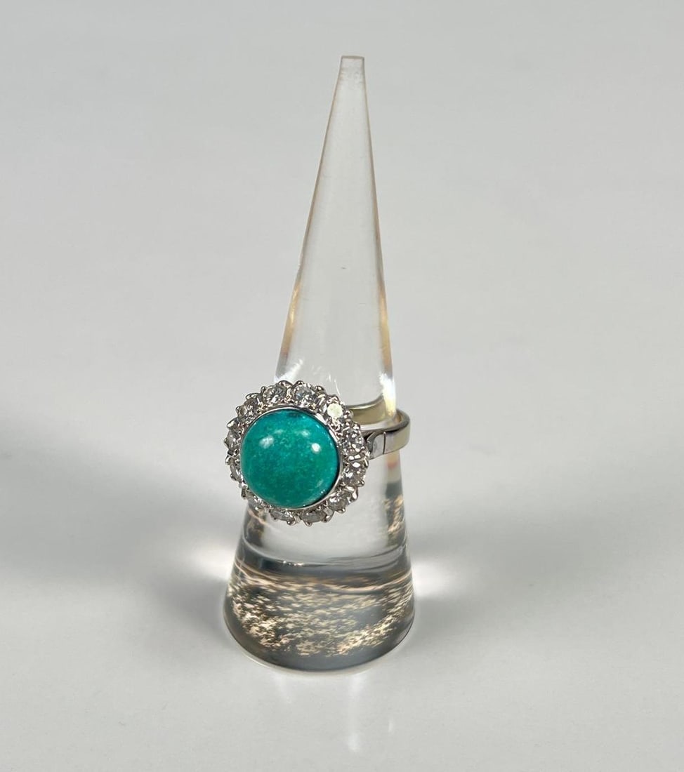 14k Yellow Gold Ring with a Round Cabochon/cut High Domed Persian Turquoise (1 of 1)