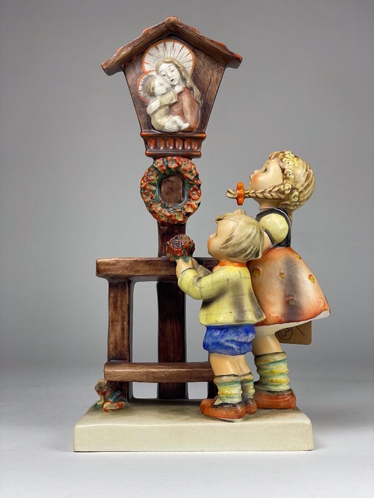 Hummel Figurine: Adoration (9.25") 23 3 TMK3 Low Estimate: 50, High Estimate: 1000 This lot is from the Jack and Bette Lessard extensive Hummel Collection. Descriptions, titles, mold numbers, TMK numbers, and sizes ha