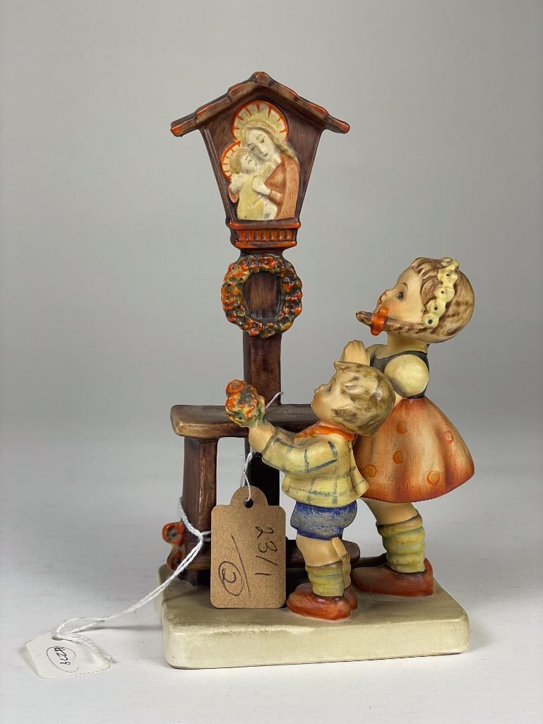 Hummel Figurine: Adoration 23 1 TMK2 Low Estimate: 200, High Estimate: 300 This lot is from the Jack and Bette Lessard extensive Hummel Collection. Descriptions, titles, mold numbers, TMK numbers, and sizes have been