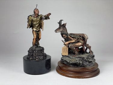 2 Piece Hudson Creek Pewter Native American Figurine Lot