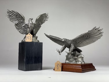 2 Piece Hudson Pewter Eagle Figurine Lot