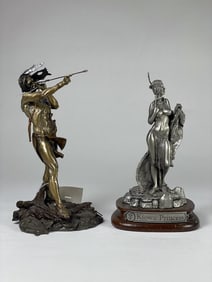 2 Piece Hudson Creek Pewter Native American Figurine Lot