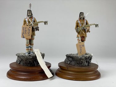 2 Piece Hudson Creek Pewter Native American Figurine Lot
