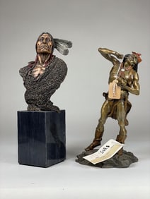 2 Piece Hudson Creek Pewter Native American Figurine Lot