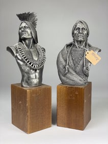 2 Piece Hudson Pewter Native American Figurine Lot