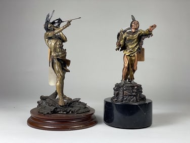 2 Piece Hudson Pewter Native American Figurine Lot
