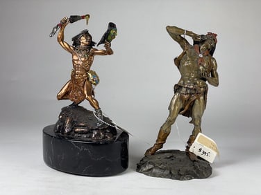 2 Piece Hudson Creek Pewter Native American Figurine Lot