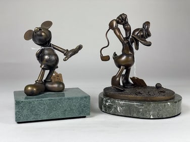 2 Piece Mickey Mouse and Donald Duck Disney Bronze Figurine Lot