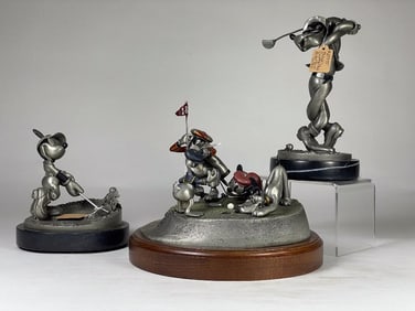 3 Piece Disney Hudson Creek Pewter Golfing Figurine Lot